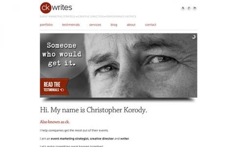 Image of ckwrites home page.