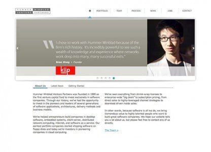 Image of HummerWinblad home page.