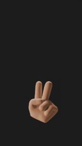 an animation of a hand doing peace sign on a black background