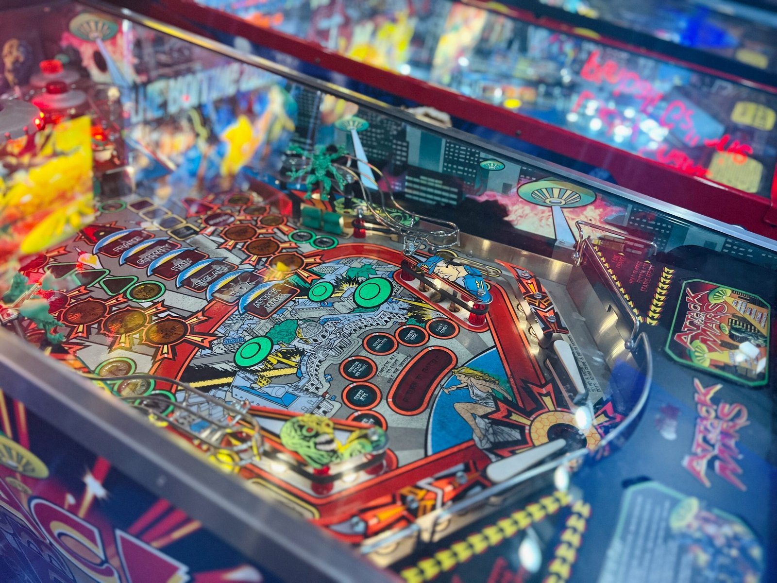 pinball machine and lights